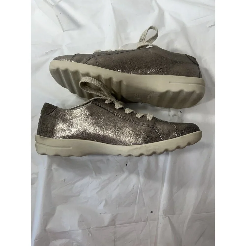 Nurture Colley Women's  Leather Lace Up Shoes Zipper Sz 5.5 metallic silver